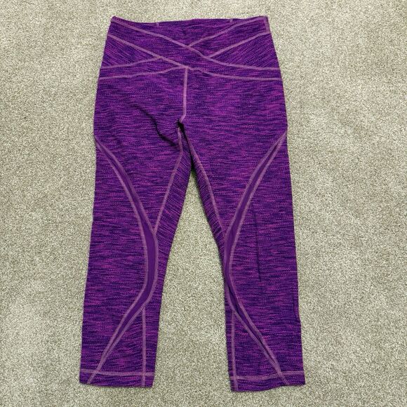 Lululemon Free Flow Preowned Women’s Capri Purple Jacquard Leggings Size 8 - Picture 2 of 10